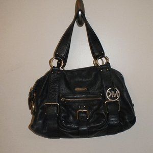 Michael Kors Black Leather Purse with Gold Accents